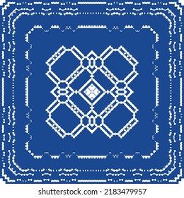 Portuguese ornamental azulejo ceramic. Vector seamless pattern watercolor. Creative design. Blue vintage backdrop for wallpaper, web background, towels, print, surface texture, pillows.