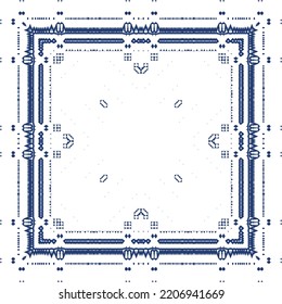 Portuguese ornamental azulejo ceramic. Vector seamless pattern collage. Universal design. Blue vintage backdrop for wallpaper, web background, towels, print, surface texture, pillows.