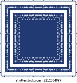 Portuguese ornamental azulejo ceramic. Vector seamless pattern collage. Universal design. Blue vintage backdrop for wallpaper, web background, towels, print, surface texture, pillows.