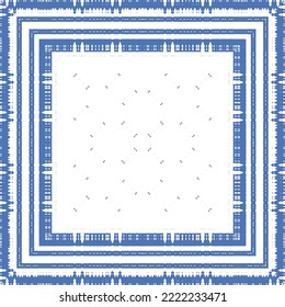 Portuguese ornamental azulejo ceramic. Vector seamless pattern collage. Universal design. Blue vintage backdrop for wallpaper, web background, towels, print, surface texture, pillows.