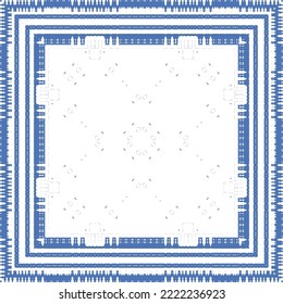Portuguese ornamental azulejo ceramic. Vector seamless pattern collage. Universal design. Blue vintage backdrop for wallpaper, web background, towels, print, surface texture, pillows.