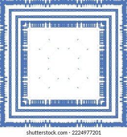 Portuguese ornamental azulejo ceramic. Vector seamless pattern collage. Universal design. Blue vintage backdrop for wallpaper, web background, towels, print, surface texture, pillows.