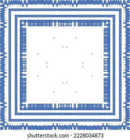 Portuguese ornamental azulejo ceramic. Vector seamless pattern collage. Universal design. Blue vintage backdrop for wallpaper, web background, towels, print, surface texture, pillows.