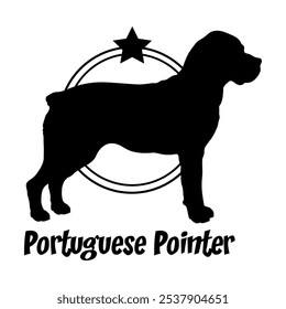 Portugués Pointer perro silueta, perro, razas de perro, logotipo, Vector, silueta, diseño de logotipo, animal, ilustración, icono, signo, diseño, negro, símbolo, mascota