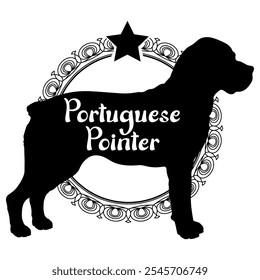 Portuguese Pointer. dog silhouette, dog, dog breeds,  vector, silhouette, logo design, animal, illustration, icon, sign, black, pet