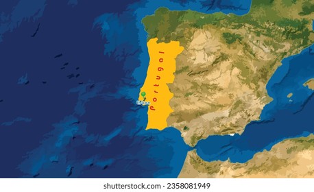The Portuguese Republic map, an European member and neighbor of Spain. The location on the Atlantic Ocean has shaped the country culture, coastal architect, cuisine like salt cod, grilled sardines