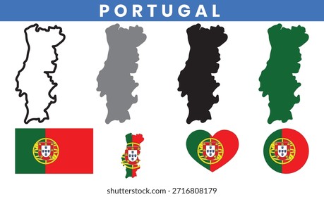 Portugiesische Republik Karte und Flagge Vektor-Set