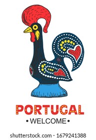 Portuguese rooster Barcelos. Rooster symbol of portugal.