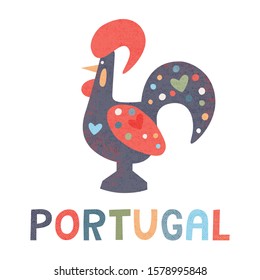 Portuguese rooster. Vector illustration isolated on white.