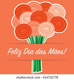 Portuguese rose Mother's Day card in vector format.