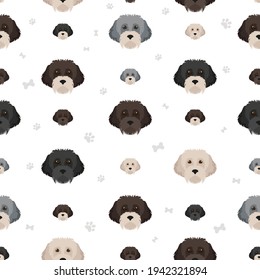 Portuguese seamless pattern. Different poses, coat colors set.  Vector illustration