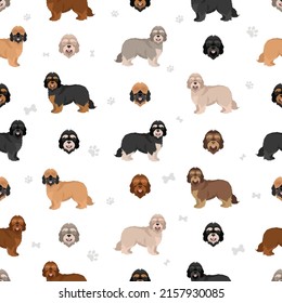 Portuguese Sheepdog clipart. Different poses, coat colors set.  Vector illustration