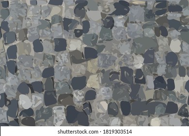 Portuguese Stone Pavement Texture Background Top View. Grey Granite Cobblestone Road Pattern, Vintage Block Sidewalk Mockup, Paved Roadway Wallpaper