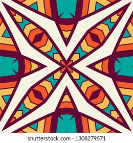 Portuguese tile pattern vector with geometrical abstract motifs. Portugal azulejo, mexican talavera, spanish, italian majolica or moroccan ceramic texture for house bathroom wall or kitchen flooring.