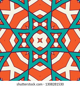 Portuguese tile pattern vector with geometrical abstract motifs. Portugal azulejo, mexican talavera, spanish, italian majolica or moroccan ceramic texture for house bathroom wall or kitchen flooring.