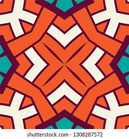 Portuguese tile pattern vector with geometrical abstract motifs. Portugal azulejo, mexican talavera, spanish, italian majolica or moroccan ceramic texture for house bathroom wall or kitchen flooring.