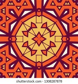 Portuguese tile pattern vector with geometrical abstract motifs. Portugal azulejo, mexican talavera, spanish, italian majolica or moroccan ceramic texture for house bathroom wall or kitchen flooring.