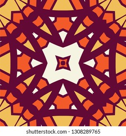 Portuguese tile pattern vector with geometrical abstract motifs. Portugal azulejo, mexican talavera, spanish, italian majolica or moroccan ceramic texture for house bathroom wall or kitchen flooring.