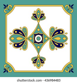 Portuguese tiles azulejos pattern vector seamless. Traditional tiles ornament, tile design, vector illustration