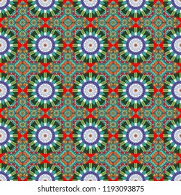 Portuguese tiles in gray, blue and green colors. Quatrefoil vector pattern. Tangled modern seamless pattern based on traditional patterns.