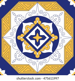 Portuguese tiles pattern vector. Ornamental azulejo design.