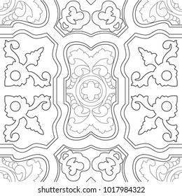 Portuguese tiles pattern. Vintage background. Vector seamless texture. Beautiful colored pattern for design and fashion with decorative elements