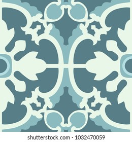Portuguese tiles pattern. Vintage background. Vector texture. Beautiful colored pattern for design and fashion with decorative elements