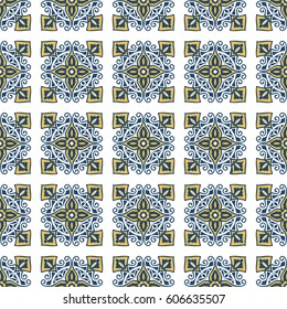 Portuguese tiles pattern. Vintage background - Victorian ceramic tile in vector