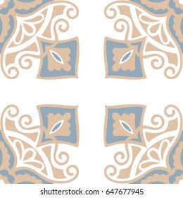 Portuguese tiles pattern. Vintage background - Victorian ceramic tile in vector