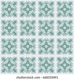Portuguese tiles pattern. Vintage background - Victorian ceramic tile in vector