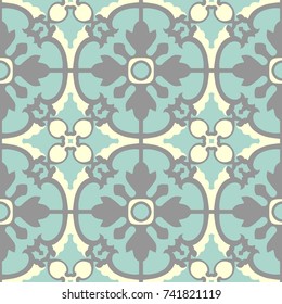 Portuguese tiles pattern. Vintage background. Vector seamless texture. Beautiful colored pattern for design and fashion with decorative elements