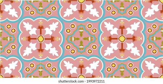 Portugiesische Fliesen, Quatrefolienvektormuster. Tangled modernes Muster, basierend auf traditionellen orientalischen arabischen Mustern - arabesque. Nahtloser Vektorhintergrund. marokkanische, türkische und Lissabon-Fliesen. 