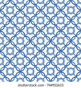 Portuguese tiles, Quatrefoil vector pattern. Tangled modern pattern, based on traditional oriental arabic patterns - arabesque. Seamless vector background. Moroccan, Turkish, Lisbon floor tiles.