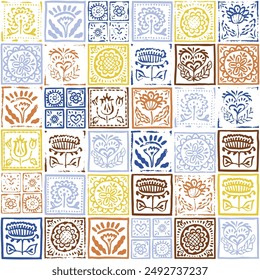 Portuguese tiles seamless pattern. Ornament in the style of patchwork.