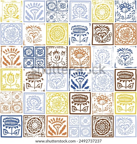 Portuguese tiles seamless pattern. Ornament in the style of patchwork.