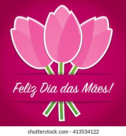 Portuguese tulip Mother's Day card in vector format.