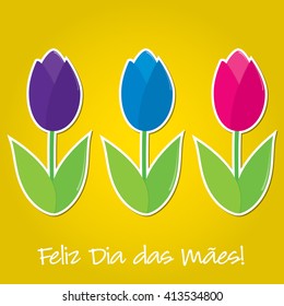 Portuguese tulip Mother's Day card in vector format.