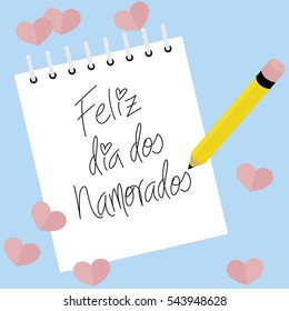 portuguese valentine`s note in a block