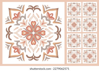 Portuguese vector tiles pattern, Lisbon seamless black and white tile design, Azulejos vintage geometric ceramics