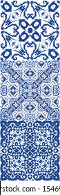 Portuguese vintage azulejo tiles. Hand drawn design. Vector seamless pattern flyer. antique background for pillows, print, wallpaper, web backdrop, towels, surface texture.