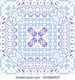 Portuguese vintage azulejo tiles. Set of vector seamless patterns. Creative design. Blue antique backgrounds for pillows, print, wallpaper, web backdrop, towels, surface texture.