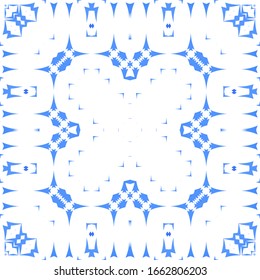 Portuguese vintage azulejo tiles. Set of vector seamless patterns. Creative design. Blue antique backgrounds for pillows, print, wallpaper, web backdrop, towels, surface texture.