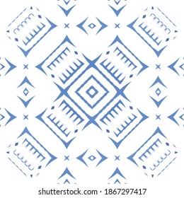 Portuguese vintage azulejo tiles. Set of vector seamless patterns. Creative design. Blue antique backgrounds for pillows, print, wallpaper, web backdrop, towels, surface texture.