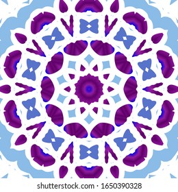 Portuguese vintage azulejo tiles. Stylish design. Vector seamless pattern illustration. Blue antique background for pillows, print, wallpaper, web backdrop, towels, surface texture.