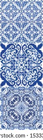 Portuguese vintage azulejo tiles. Vector seamless pattern template. Modern design. antique background for pillows, print, wallpaper, web backdrop, towels, surface texture.
