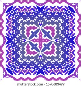 Portuguese vintage azulejo tiles. Vector seamless pattern elements. Stylish design. Blue antique background for pillows, print, wallpaper, web backdrop, towels, surface texture.