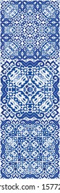 Portuguese vintage azulejo tiles. Vector seamless pattern frame. Colored design. antique background for pillows, print, wallpaper, web backdrop, towels, surface texture.