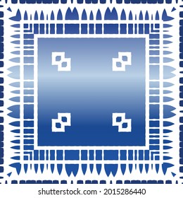 Portuguese vintage azulejo tiles. Vector seamless pattern elements. Colored design. Blue antique background for pillows, print, wallpaper, web backdrop, towels, surface texture.
