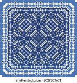 Portuguese vintage azulejo tiles. Vector seamless pattern theme. Hand drawn design. Blue antique background for pillows, print, wallpaper, web backdrop, towels, surface texture.