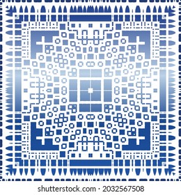 Portuguese vintage azulejo tiles. Vector seamless pattern elements. Colored design. Blue antique background for pillows, print, wallpaper, web backdrop, towels, surface texture.
